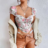 Women Party Tops Autumn Sexy Backless Embroidered Top Vest
