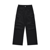 Men Sweatpants Pleated Multi-Pocket Cargo Pants Sports Straight-Leg Wide-Leg Pants