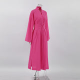 Women Dress Autumn and Winter Leisure Pink Loose Long Dress