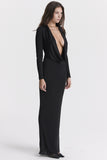 Women Dresses Sexy Slit Pleated Dress (Bla0420)