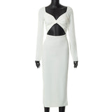 Women Dresses Fall Hollow Backless Dress (Bla0420)