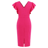 Women Date Dress round Neck Pleated Lace Dress