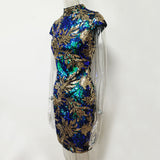 Women's Sexy Casual Vintage Green Sequins Dress