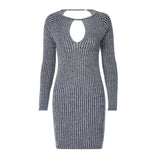 Women Dresses Autumn Sexy Backless Long Sleeves Sheath Dress