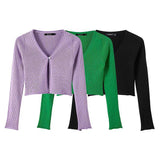 Women Sweater Knitwear Autumn Knitted Cardigan Slim Fit Sexy Short Top