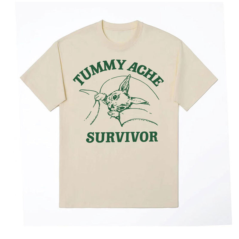 Funny Tummy Ache Survivor Meme Print Graphics T-Shirt Men