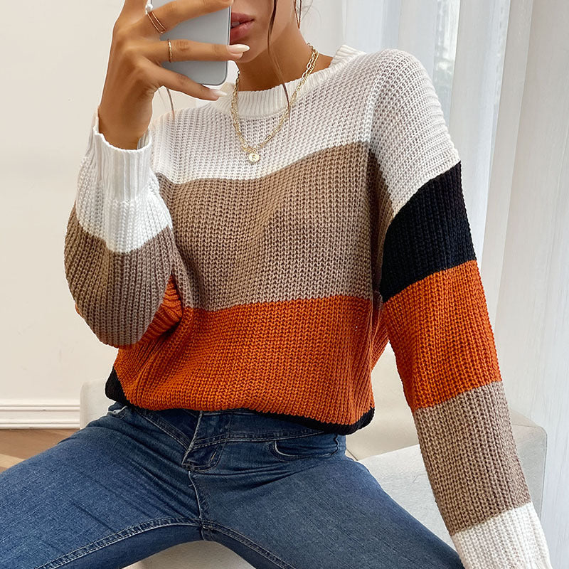 Women Knitted Sweater Autumn Winter Assorted Colors Crew Neck Women's Sweater