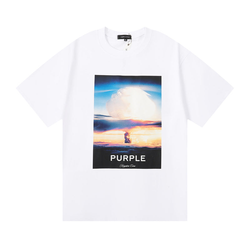 Purple Brand T Shirts Mushroom Cloud Print Loose Casual Short Sleeve T-shirt