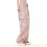 Men Sweatpants Tie-Dyed Long Pants Loose Camouflage Multi-Pocket Workwear Wide-Leg Pants