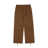 Men Sweatpants Workwear Wide-Leg Casual Pants Pleated Straight Loose Drawstring Ankle-Tied Trousers