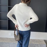 Women Cardigan Sweater Autumn Sweater Coat Casual Long Sleeve Zipper Knitted Top Polo Collar Women's Cardigan 8t8269