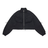 Women Jacket Loose Casual Stand Collar Long Sleeve Sports Short Jacket