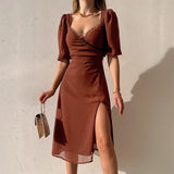 Women Dresses Summer Elegance Shu Slit Dress (Bla0420)