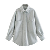 Women Jacket Autumn and Winter Pocket Loose Woolen Coat