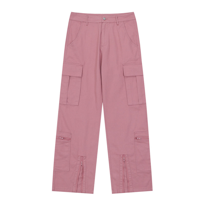 Men Sweatpants Multi-Pocket Cargo Pants Casual Loose Zip Pocket Straight-Leg Pants