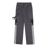 Men Sweatpants Tooling Wide-Leg Straight Trousers Side Stripe Stitching Loose Track Pants