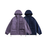 Unisex Winter Cotton Coat Three-Dimensional Pocket Decoration Hooded Cotton Jacket Retro Workwear Cotton-Padded Coat