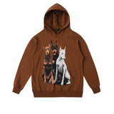 Men Hoodie Hip Hop Retro Doberman Pinscher Hooded Sweater