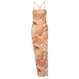 Women Dresses Summer Slim Fit Sexy Backless Slit Sling Dress