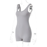 Women Jumpsuit Summer Slim U-Neck Shoulder Strap Jumpsuit