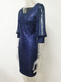 Women's Evening Gown Long Sleeve Sequins Dress Sexy Retro Evening Dress