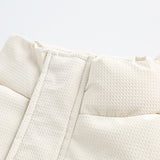 Unisex Winter Cotton Coat Waffle Stand-up Collar Cotton-Padded Clothes Retro Warm Labeling Decorative Cotton Coat