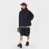 Unisex Jacket Hooded Sports Jacket Loose Outdoor Shell Jacket Mechanical Style Coat