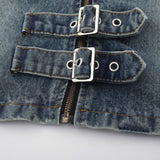 Women Jacket Denim Jacket Autumn Leisure Stand Collar Washed Zipper Cardigan Jacket