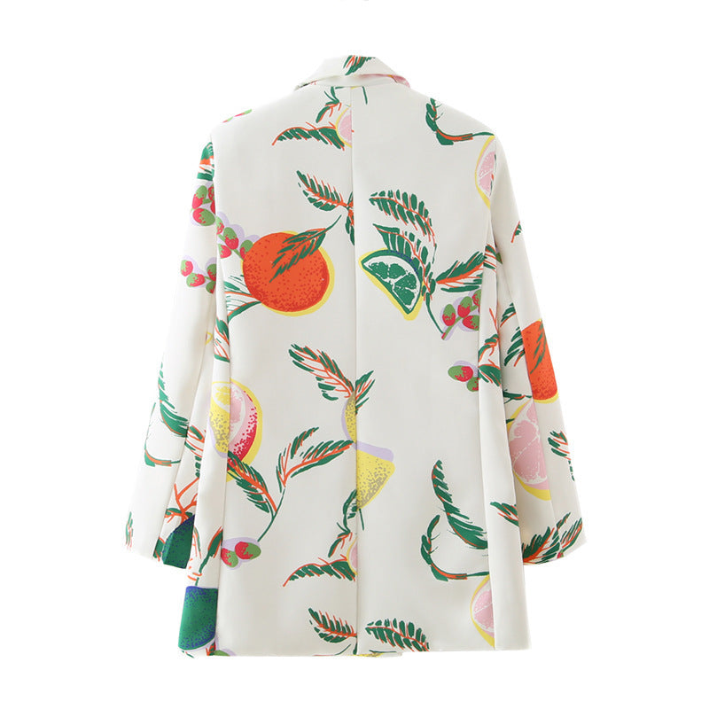 Women Suits Fall Fruit Printed Small Suit