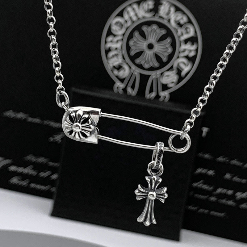 Chrome Hearts Necklace Vintage Cross Small Pin Male and Female Collarbone Chain