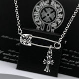 Chrome Hearts Necklace Vintage Cross Small Pin Male and Female Collarbone Chain