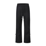 Men Sweatpants Casual Pants Drawstring Ruffle Solid Color Straight Long Pants