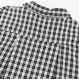 Women Trench Coat Black and White Plaid Long-Sleeved Shirt Women's Loose Casual