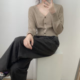 Women Cardigan Sweater Knitted V-neck Cardigan 8t7137