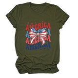 America Bow Short Sleeve Women's Fashion T-Shirt