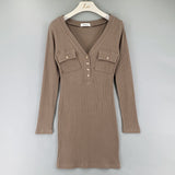 Women Dresses Spring and Autumn V-neck Dress Sexy Skirt