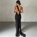 Women Dresses Summer Sexy Backless Sheath Slim-Fit Evening Dress Dress (Bla0420)