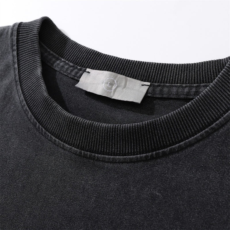 Men Vintage T-Shirt Printed Washed and Worn Short-Sleeved T-shirt Men's Loose round Neck