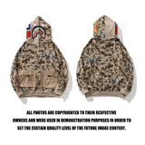 Bathing Ape Hoodie Shark Sewn Large Pocket Zip Hooded Cardigan Sweater Jacket