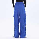 Men Sweatpants Breathable Quick-Drying Mesh Exercise Casual Pants Pleated Stitching Draping Effect Wide-Leg Pants