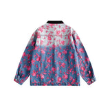 Unisex Jacket Retro Washed Denim Jacket Men and Women Turn-down Collar Coat