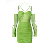 Women Dresses Dress Sexy Sling Backless Hollow Slim Dress (Bla0420)