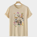 Retro Harajuku Fashion Women Shirt Cute Milk Cat Graphic