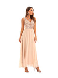 Women's Evening Gown Sexy Backless Chiffon Stitching Sequins Dress Evening Dress