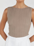 Ladies Leisure Knitwear round Neck Tight High Waist Sleeveless Knitted Vest