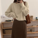 Women Knitted Pullover Autumn and Winter Gray Sweater Loose Sweater
