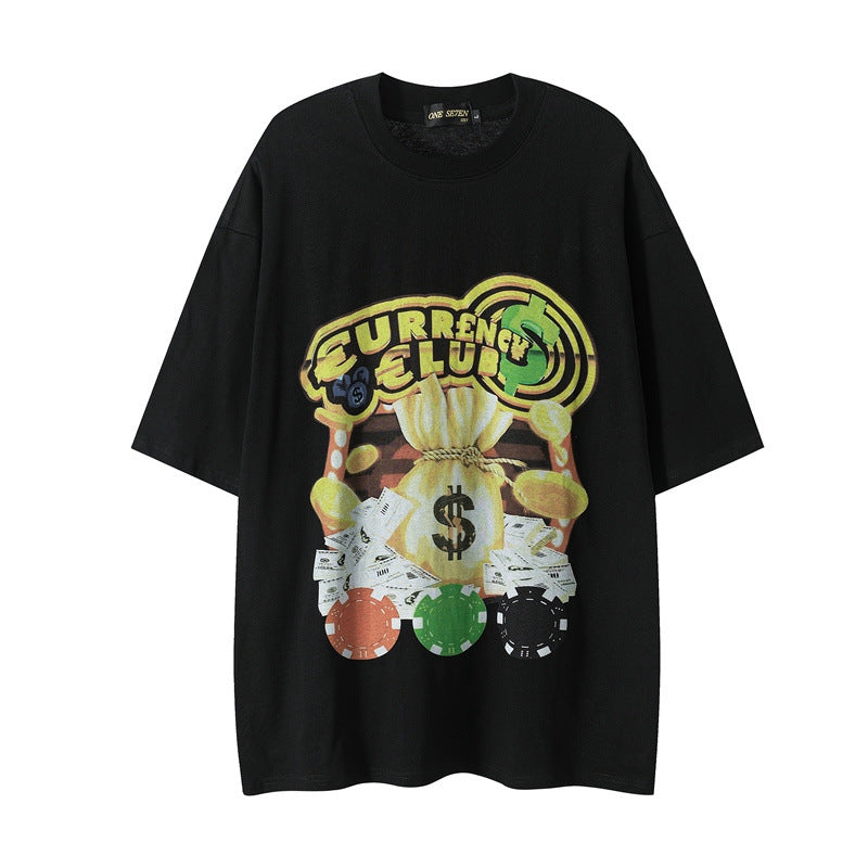 Men T Shirt Vintage Print Short Sleeves T-shirt