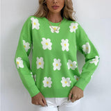 Women Knitted Sweater Leisure Pullover Knitted Sweaters Women's Clothing round Neck Long Sleeve Loose Jacquard Sweater