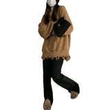 Women Knitted Pullover Autumn and Winter Loose Long-Sleeved Sweater Top