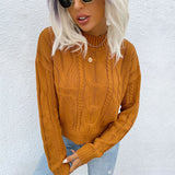Women Knitted Sweater Autumn and Winter Leisure Top Solid Color Twist Long Sleeve Women's Sweater